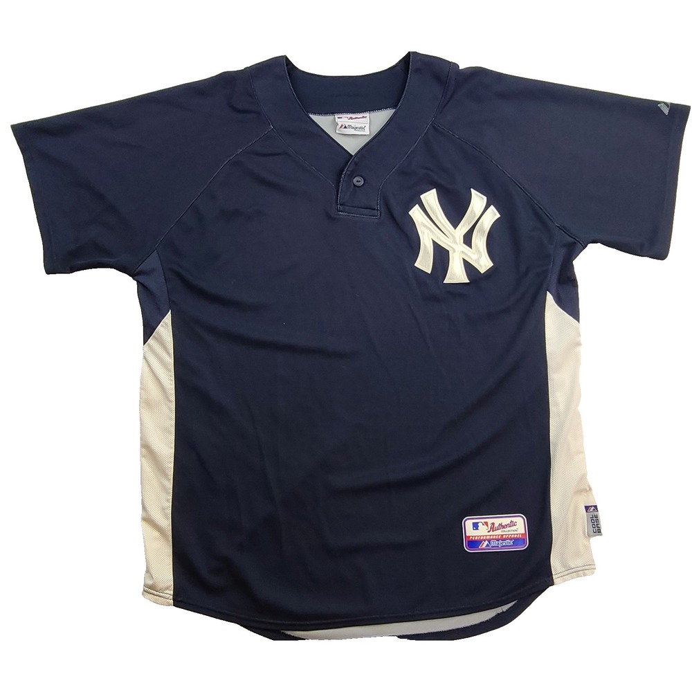 New York Yankees Majestic Cool Base Navy Pullover Baseball Jersey MLB XL A6800